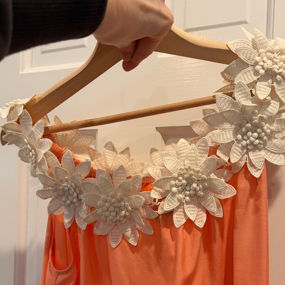 Miguelina Peach and Ivory Maxi Dress - Picture 10 of 14